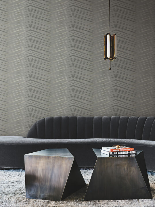 Glistening Chevron Charcoal Wallpaper