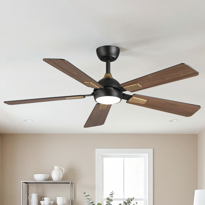 52" Modern Matte Black Dimmable Reversible Smart Ceiling Fan with Light, APP Control and Remote image number 5