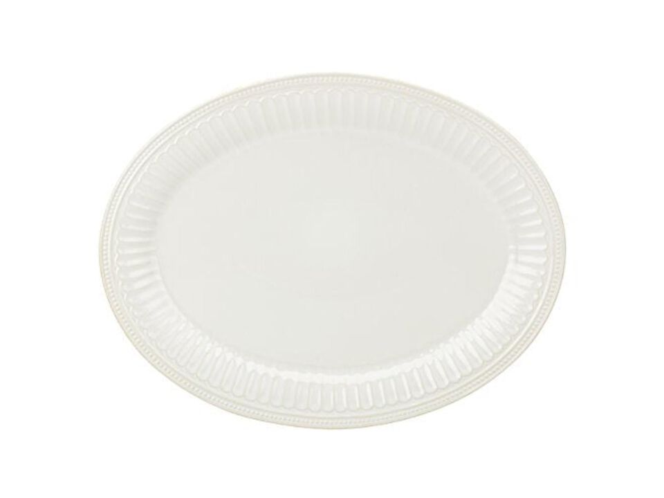 Lenox White French Perle Groove 16" Oval Platter, 4.30 LB