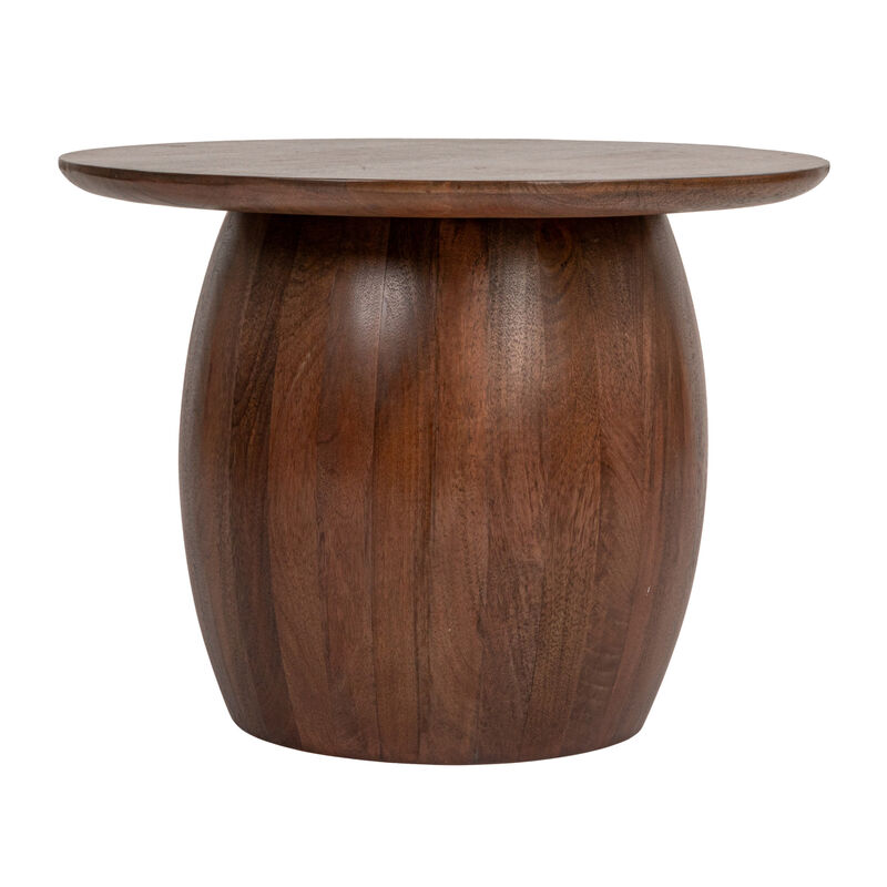 Modern Mango Wood Round Accent Table, Walnut image number 3