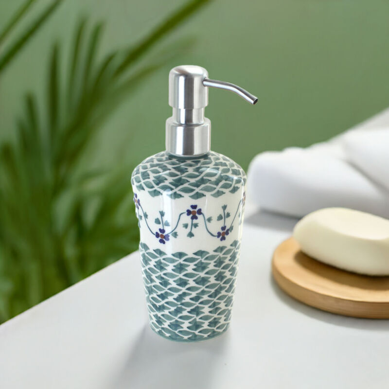 Blue Rose Polish Pottery Periwinkle Soap Dispenser