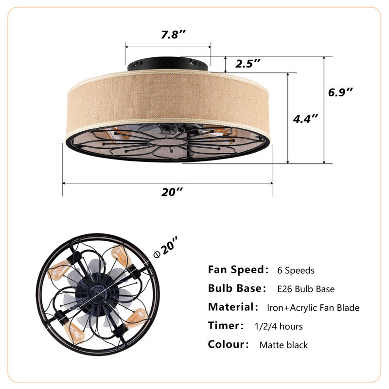ELEMENT ACE 20 Inch Lotus Design Fabric Bladeless Ceiling Fan With Remote Control Reversible Rotation 6 Speed Settings Quiet Operation Ideal For Living Room Bedroom Kitchen Dining Room Hallway image number 2