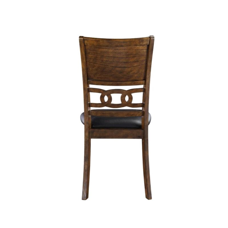 Solid Wood Dining Chair Set of 4 PU Seat Transitional Brown Style image number 2