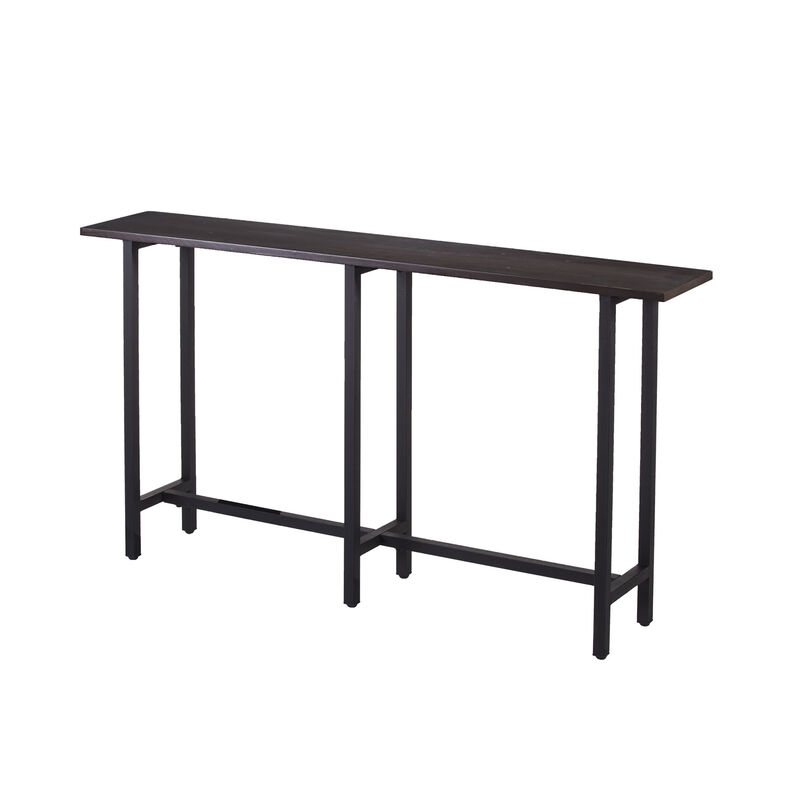 HomeRoots 54" Espresso and Black Wood and Iron Console Table image number 3