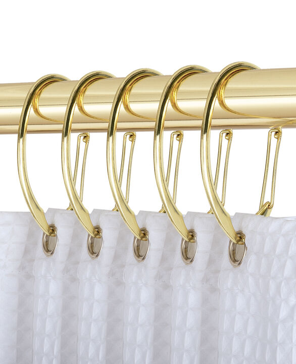 Utopia Alley Rust-Proof Zinc Shower Curtain Hooks with Clasp Closure, Shower Hooks Hangers for Bathroom, Kitchen Utensils, Curtains, Clothing, Towels etc - Set of 12