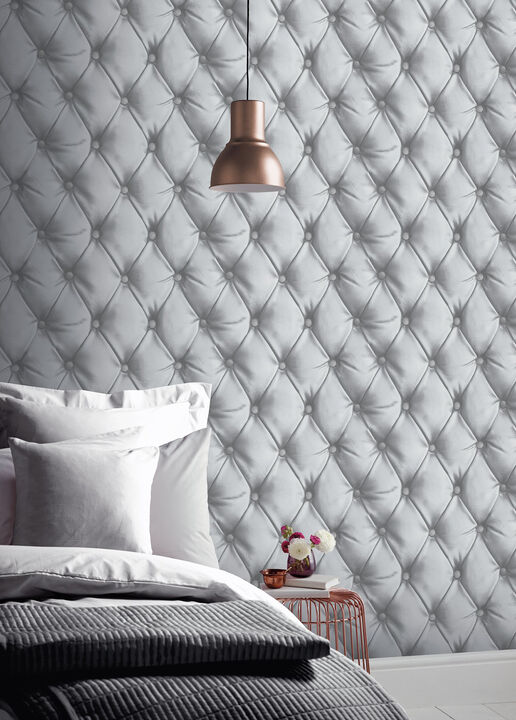 Ella Silver Tufted Wallpaper