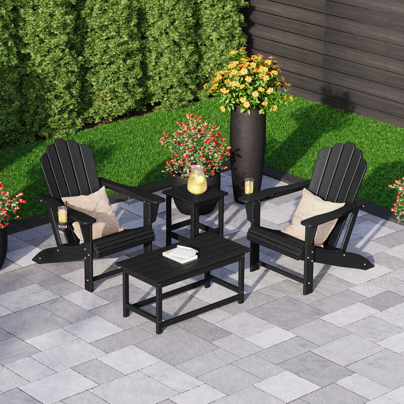 WestinTrends 4-Piece Adirondack Chairs with Cup Holders and Table Set