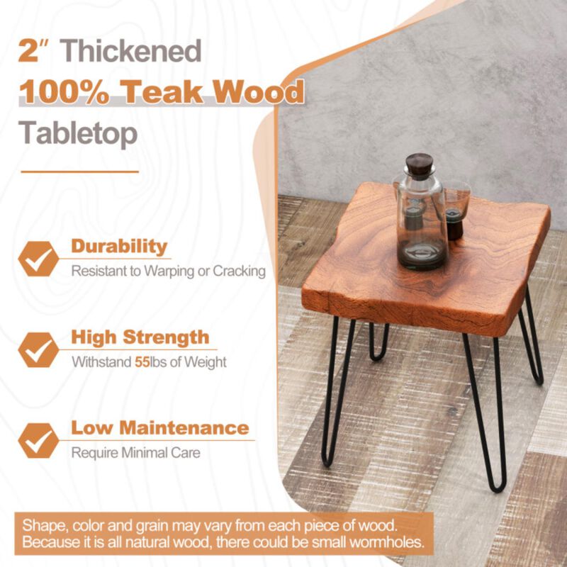 Hivvago Square Reclaimed Recycled Teak Wood End Table