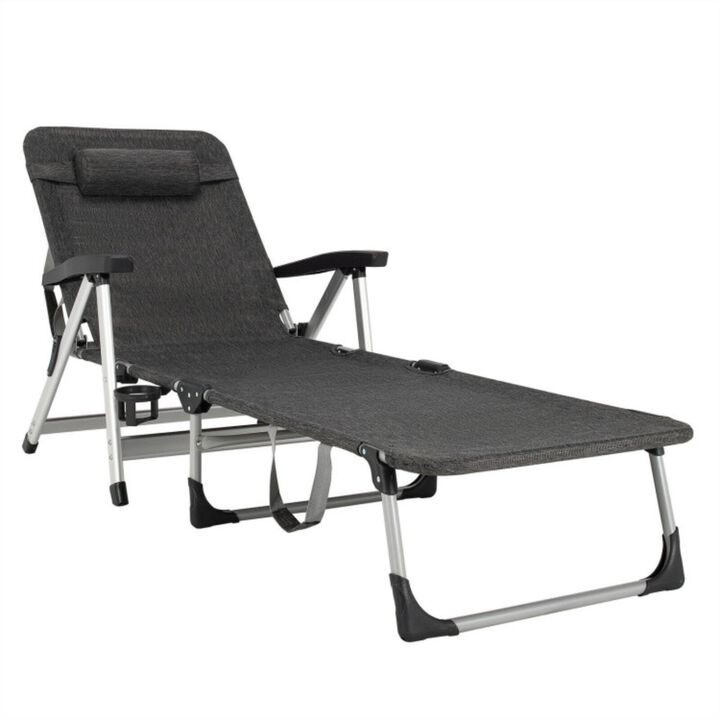 Hivvago Beach Folding Chaise Lounge Recliner with 7 Adjustable Position
