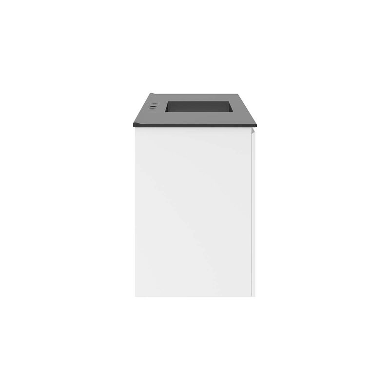 Modway Bryn 36" Modern Wood/Ceramic Wall-Mount Bathroom Vanity in Gray/Black image number 3