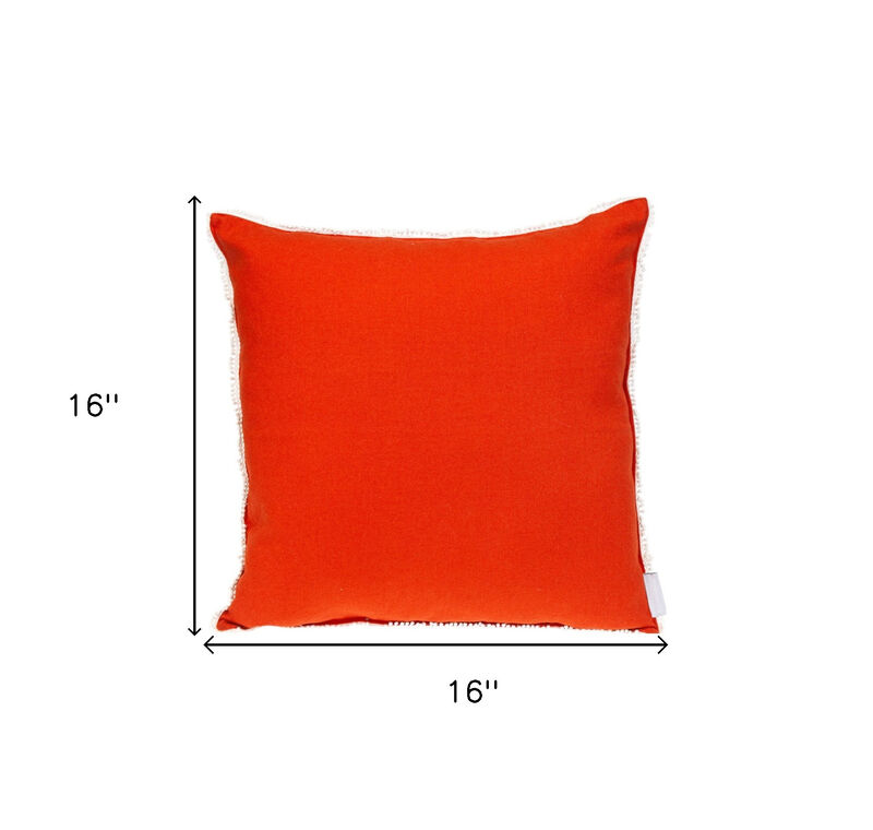 HomeRoots 16" Orange Cotton Throw Pillow With Fringe image number 6