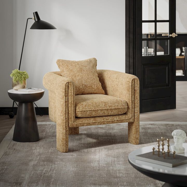 Jofran Adley Modern Upholstered Vintage Accent Armchair with Pillow