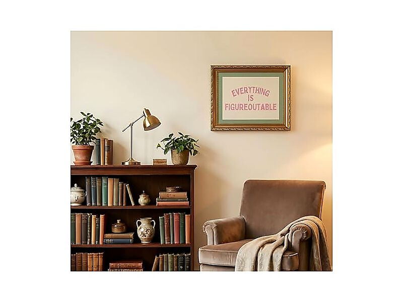 Gold Frame Everything Figureoutable Inspirational Quote Canvas Wall Art Positive image number 3
