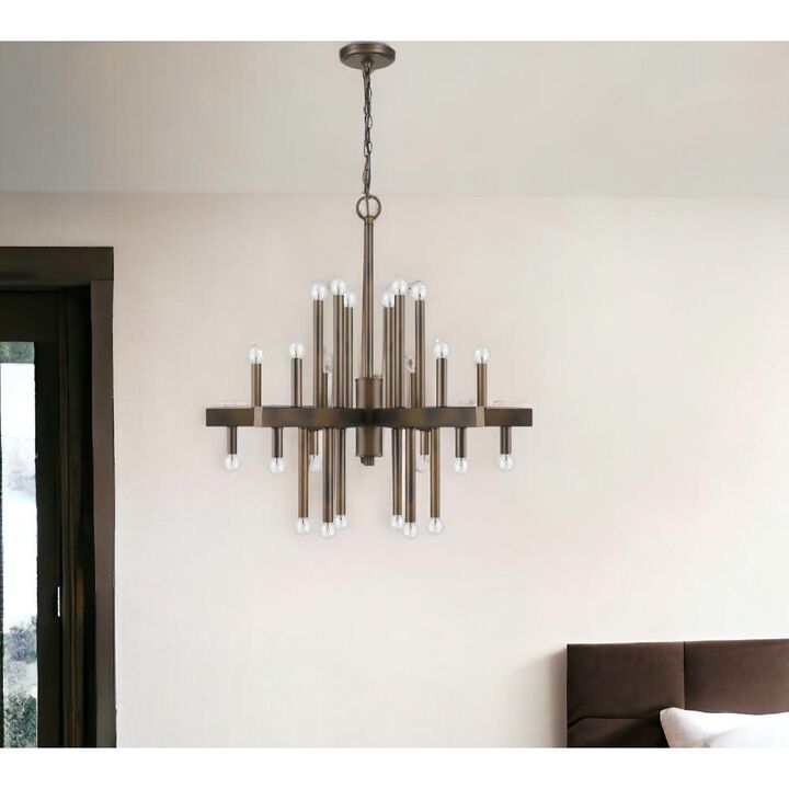 Hivvago Brown Candle Style Multi Light Metal Dimmable Chandelier