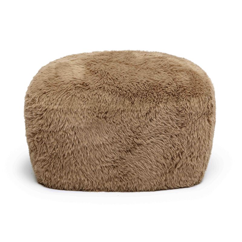 Britt Dark Taupe Vegan Shearling Ottoman
