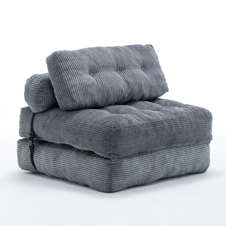 Merax Convertible Sleeper Chair with Pillow Foldable Mattress with Back Support