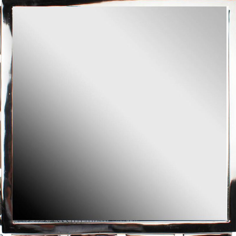 Modern Style Metal Openwork Square Framed Mirror, Silver image number 2