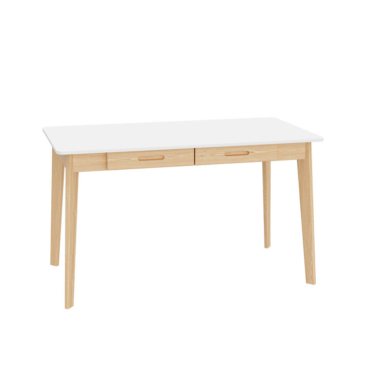 White Wooden Makeup Vanity, Vanity Table, Dressing Desk with 2 Drawers, 47.2 in. W x 21.7 in. D x 29.5 in. H