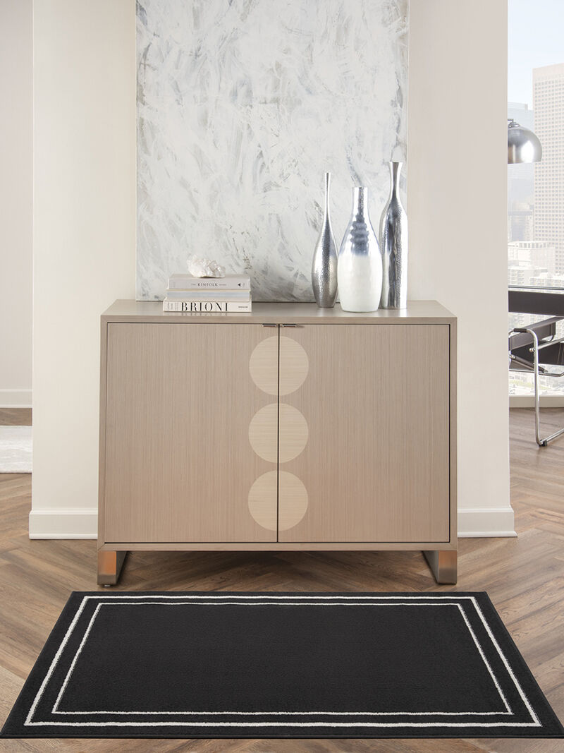 Nourison Essentials NRE02 Black/Ivory 3' x 5' Rug