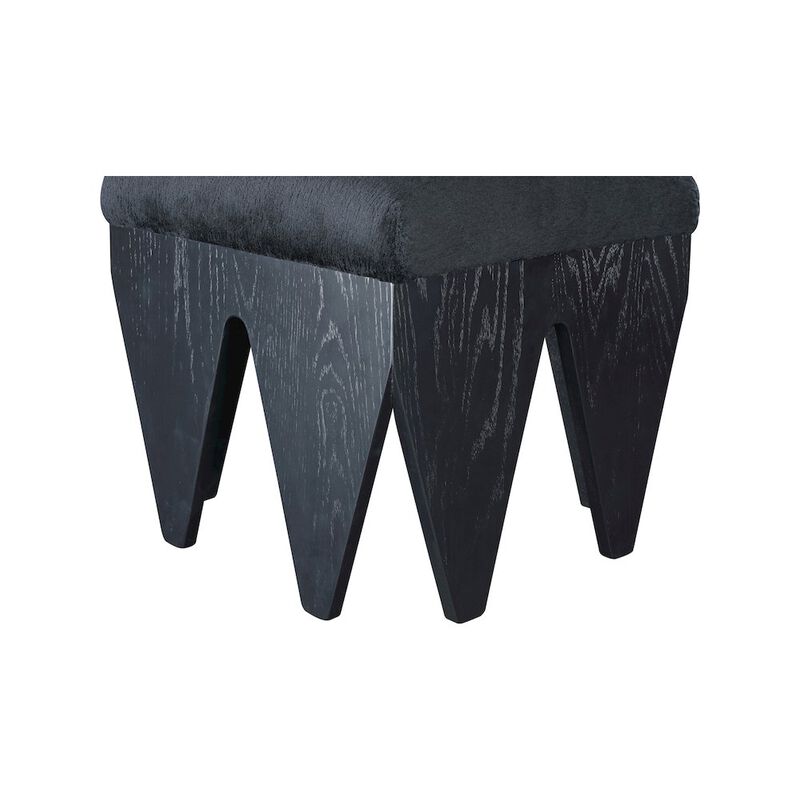 Meridian Furniture Altair Black Velour Fur Fabric Bench