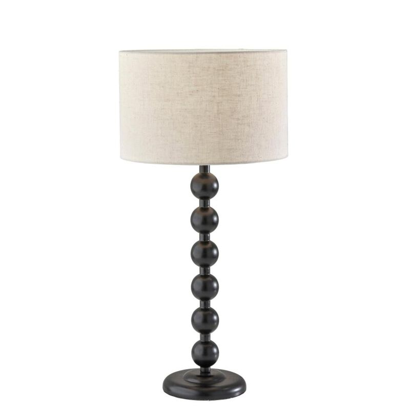 Hivvago 28" Black Solid Wood Candlestick Table Lamp With Off White Drum Shade