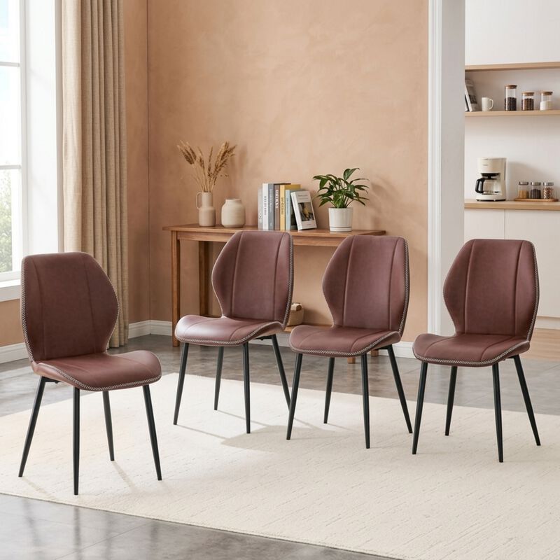 Whisen 4-Pack PU Leather Dining Chairs with Adjustable Feet, Metal Frame, Light Luxury Upholstered Chairs for Dining Room, Office, Study image number 1