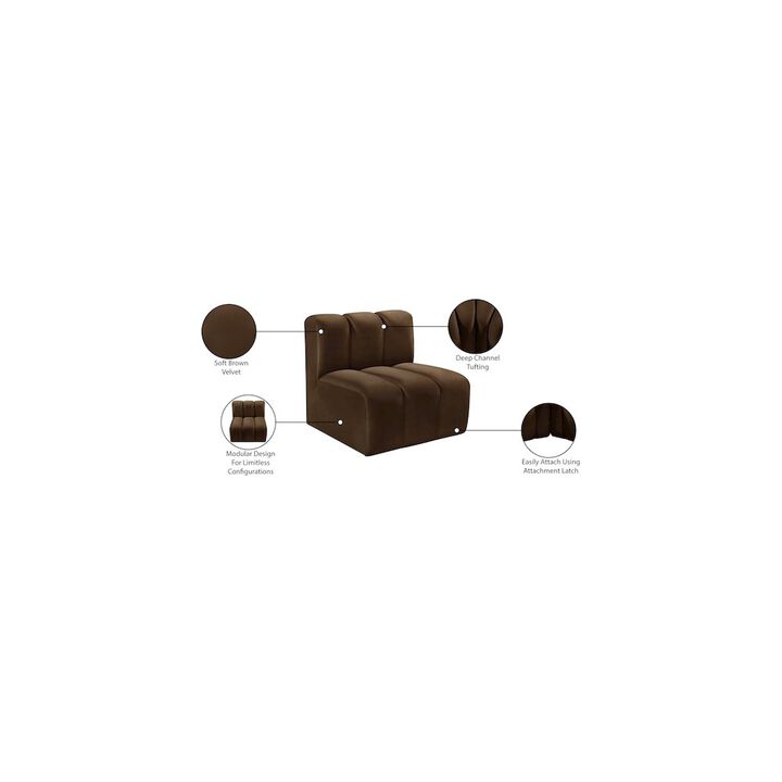 Meridian Furniture Arc Brown Velvet Straight Chair
