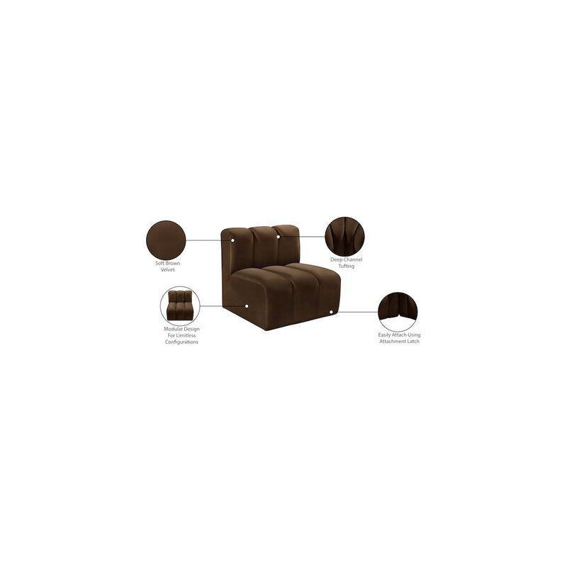 Meridian Furniture Arc Brown Velvet Straight Chair