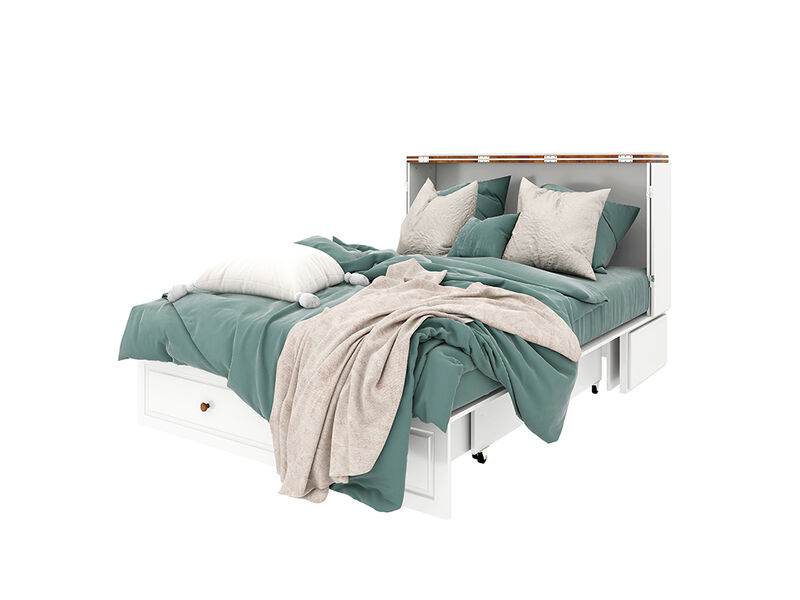 Murphy Bed Cabinet,Murphy Bed Queen with USB and Charging Ports, Murphy Bed Cabinet with Drawer Includes Storage Cabinet,White Cabinet Bed  for Guest Room