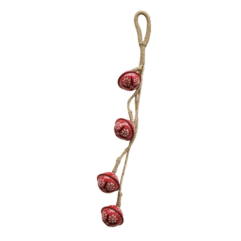 Artisan Red & Gold Iron Jingle Bell Cluster with Hand-Painted Detail image number 0