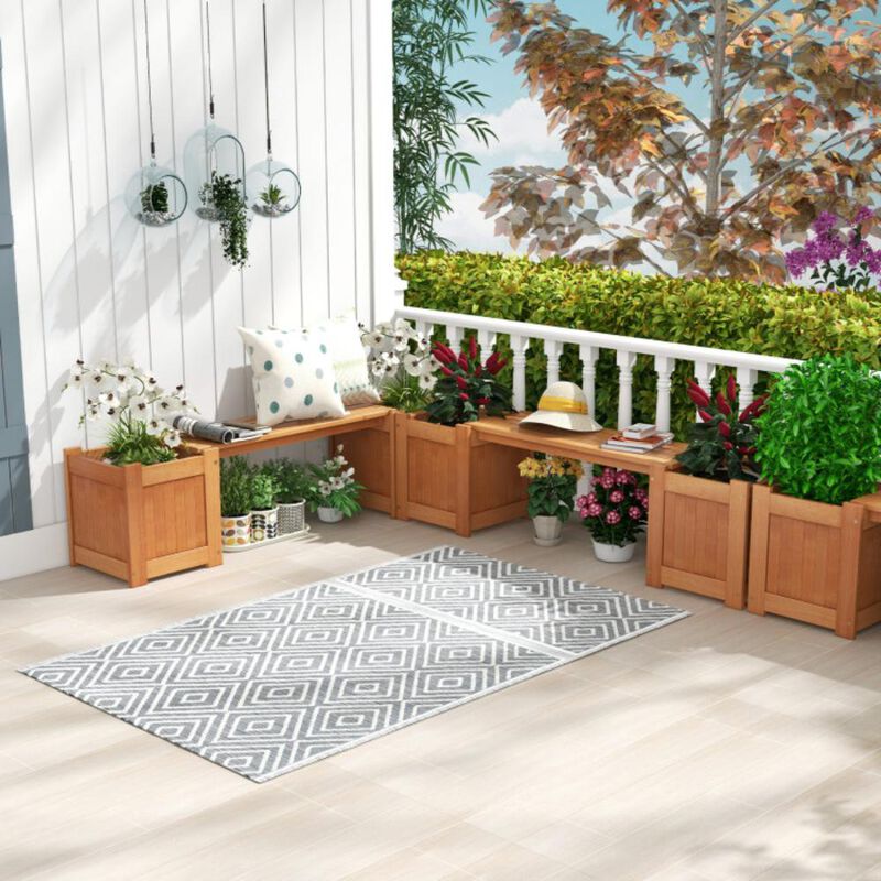 Hivvago Wood Planter Box with Bench for Garden Yard Balcony