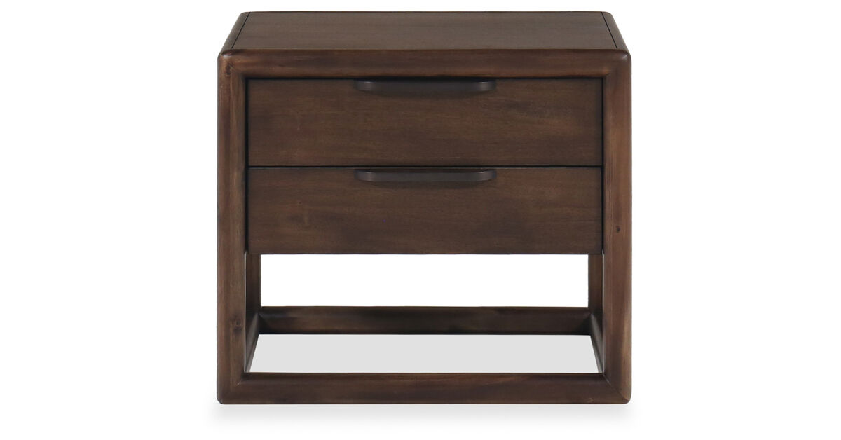 Sol Two Drawer USB-Charging Nightstand in Brown Spice