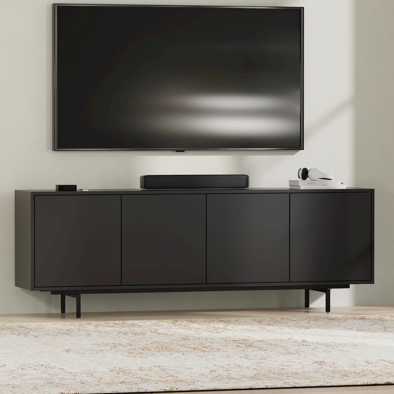 Comfort Pointe Graysen Black Laminate 4 Door TV Console