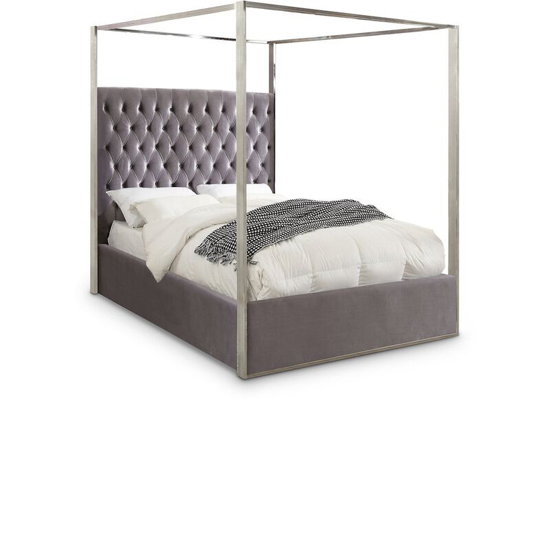 Meridian Furniture Porter Grey Velvet King Bed