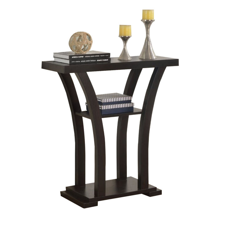 Wooden Console Table With 1 Shelf, Dark Espresso-Benzara