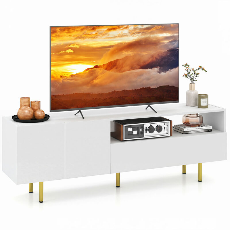 Modern Entertainment Center TV Stand with Storage Cabinet and Metal Legs image number 3