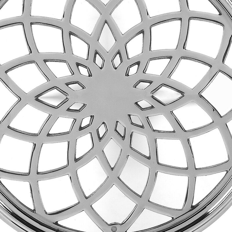 Hivvago 26 Inch Silver Aluminum Open Lattice Round Top End Table