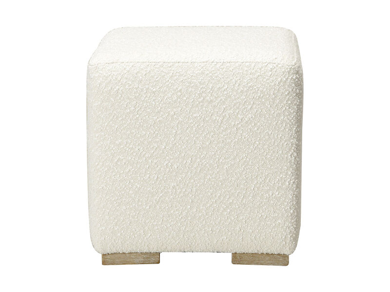 KINWELL 18.5" W Square Boucle Upholstered Ottoman Entryway Footstool image number 0