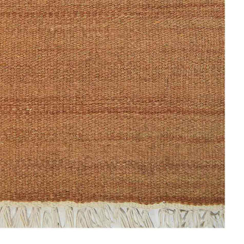 RUGSOTIC CARPETS HAND WOVEN FLAT WEAVE KILIM WOOL ECO-FRIENDLY AREA RUGS  -Orange Color, Solid Plain Design, Low Pile  Handmade Rugs for Living Room, Bed Room (D00111) image number 2