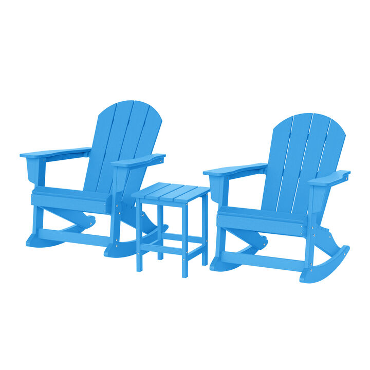 WestinTrends 3-Piece set Outdoor / Patio Poly Adirondack rocking chairs with a side table ( 2 seater )