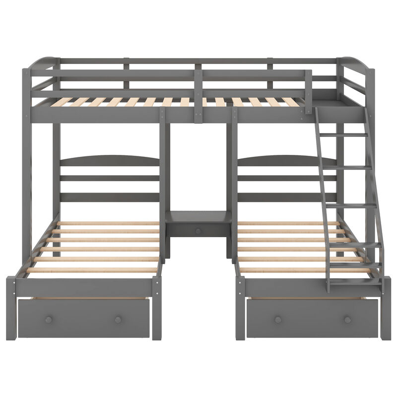 Whisen Full over Twin Twin Bunk Bed with Drawers, Pine, for Kids Teens Bedroom image number 6