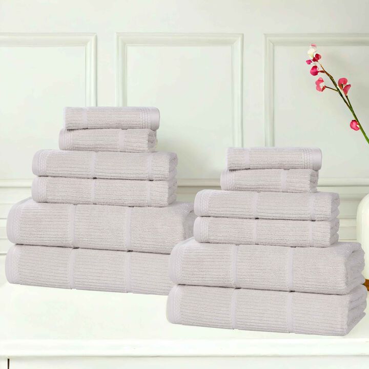 Solid Ribbed Viscose Cotton Blend Towel Set for Everyday Use