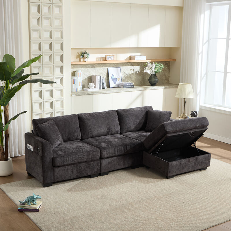 Bomzik Modern Storage Sectional Sofa with Dual USB image number 2