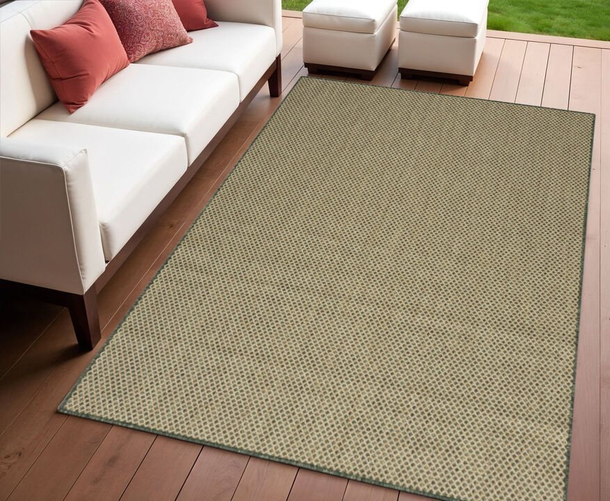 HomeRoots 4' X 6' Green And Taupe Geometric Indoor Outdoor Area Rug