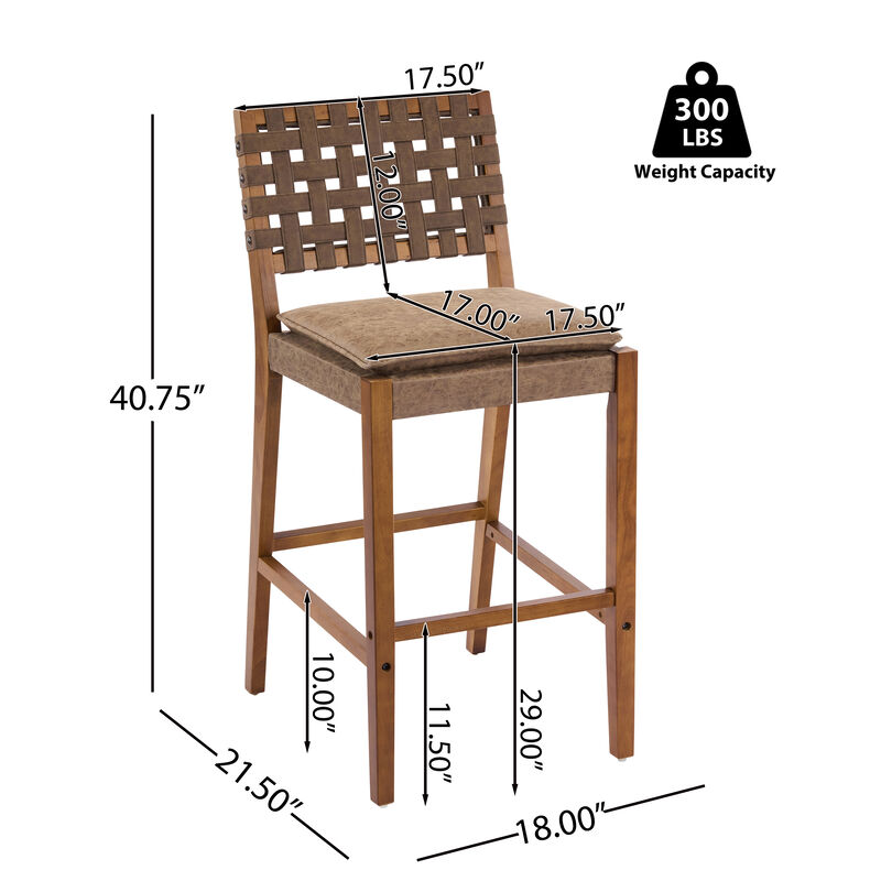 Christopher Knight Home Marc Contemporary Rubberwood and Faux Leather Upholstered Barstools (Set of 2) image number 2