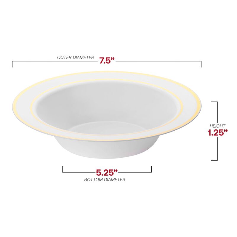 12 oz. White with Gold Edge Rim Plastic Soup Bowls (120 Bowls) image number 4