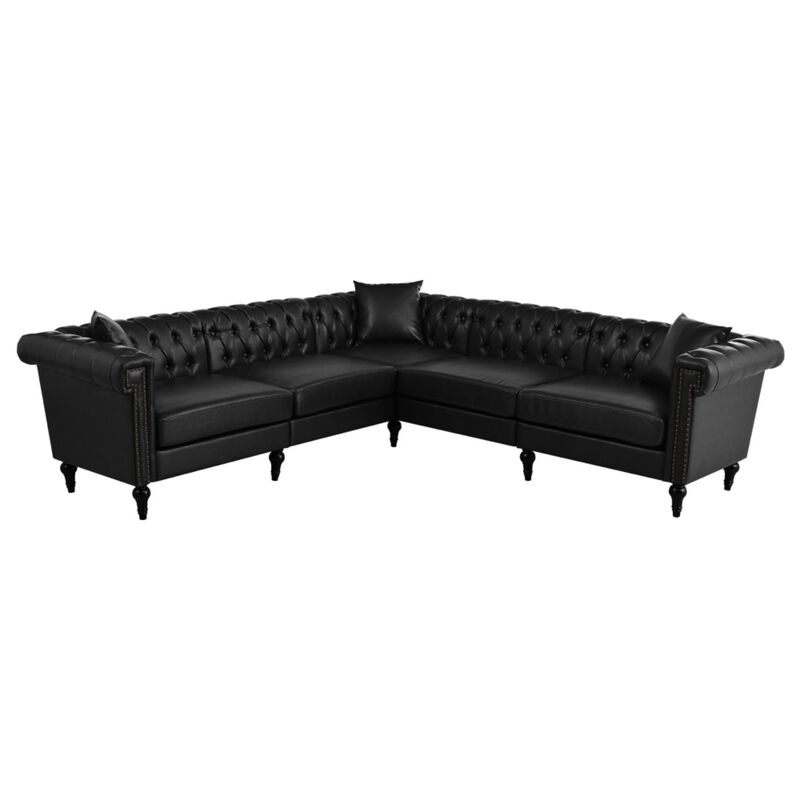 Zefwi Chesterfield L-Shaped Sectional Sofa image number 8