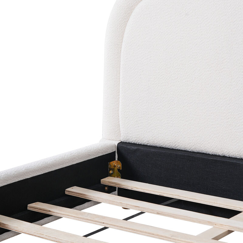 Christopher Knight Home Paul Boucle Upholstered Bed with Thick Curved Headboard Design image number 6
