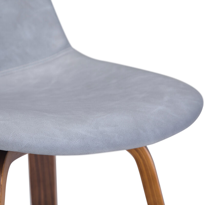 Randolph Mid-Century Modern 28 inch Bentwood Counter/ Bar Height Stool (Set of 2) in Stone Grey Vegan Faux Leather