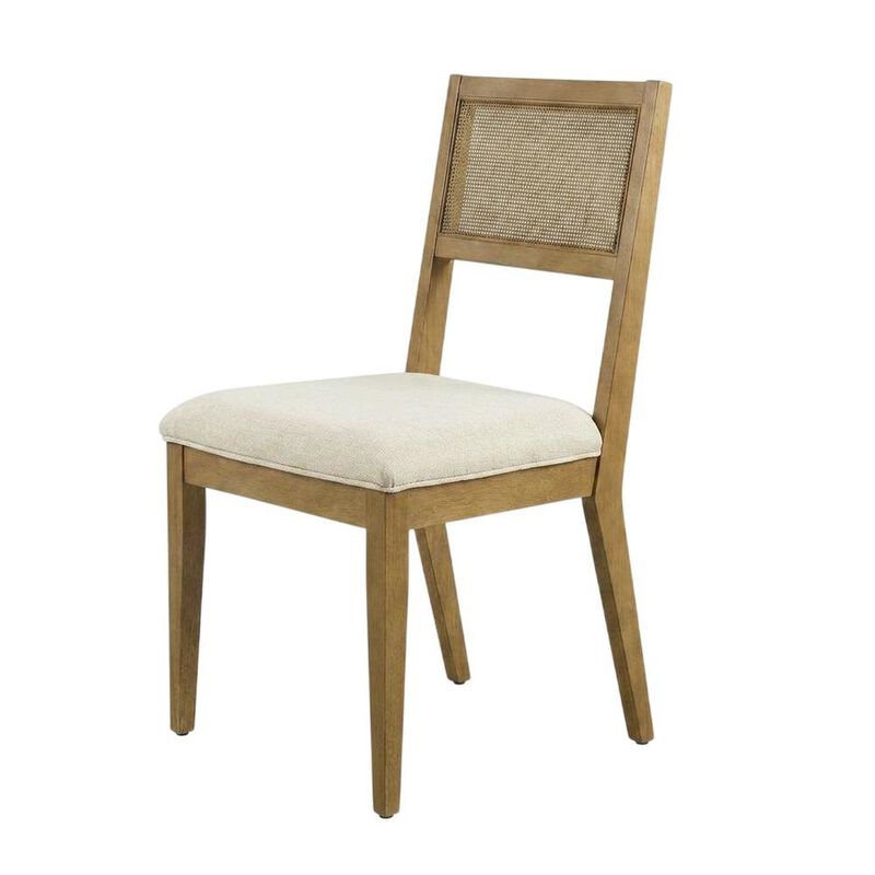 Faux Rattan Fabric Modern Dining Room Chairs, Heathered Weave Ivory, Set of 2 image number 1